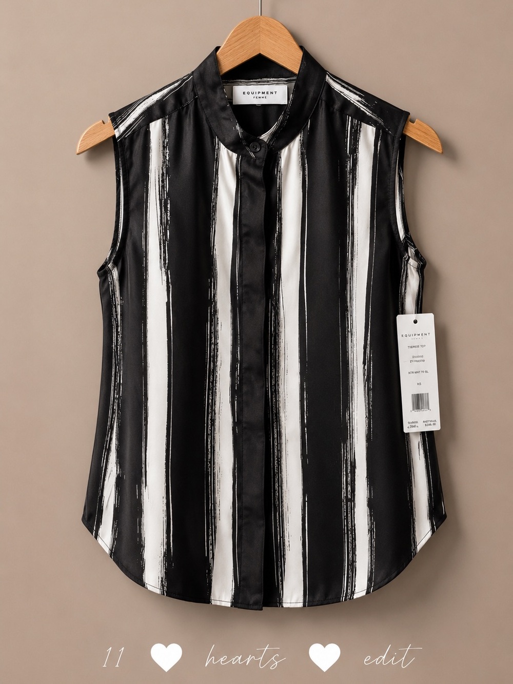 Equipment Femme Therese Top NWT XS Black White Silk Brushstroke Sleeveless